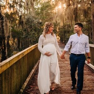 White long sleeve Maternity dress